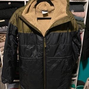 Women’s Columbia Sherpa Black and Olive Hooded Jacket